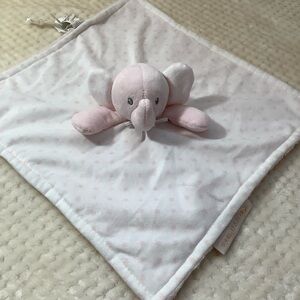 Blankets and Beyond White with Pink Elephant Lovey Baby Security Blanket Toy